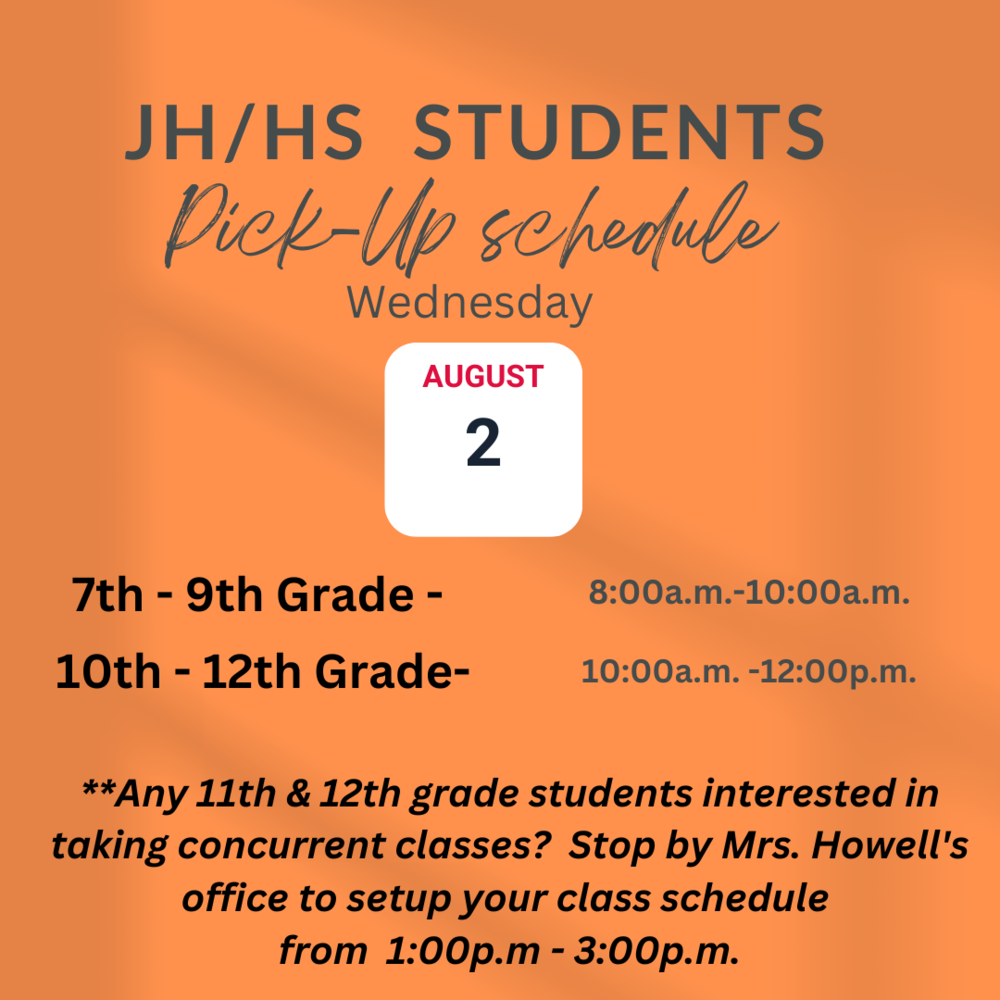 JH/HS PICK UP SCHEDULE 